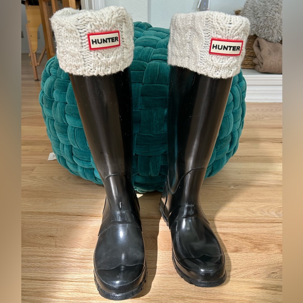 Hunter Boots Tall Gloss with White Hunter Socks